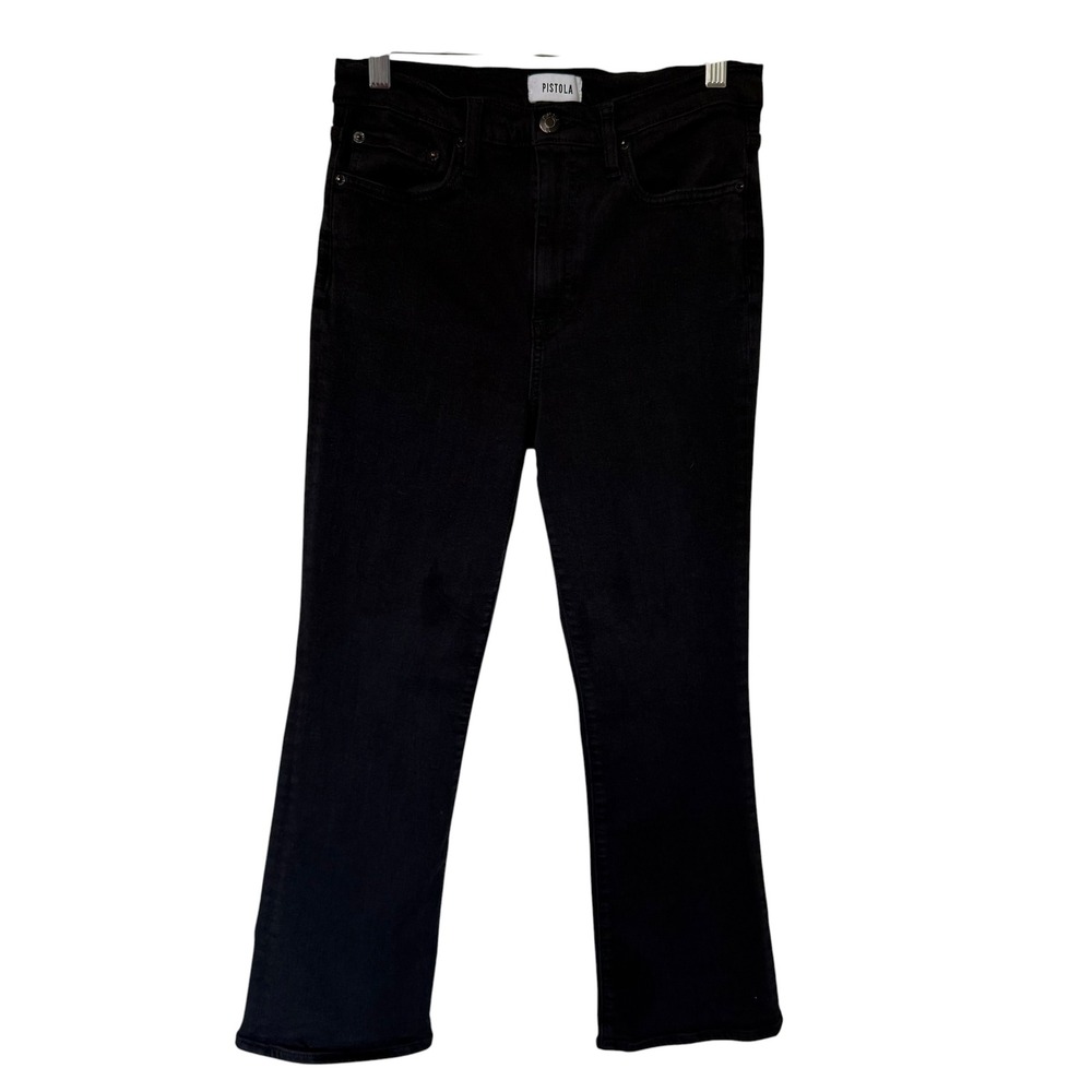 Pistola Denim Jeans Womens 28‎ Black Excellent High Rise Cropped Flare Slim